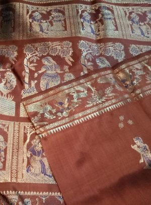 Rust Swarnachari Silk Saree