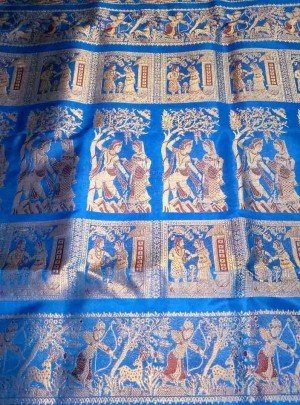Blue Bridal Swarnachari Sari