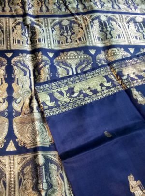 Navy Blue Swarnachari Saree