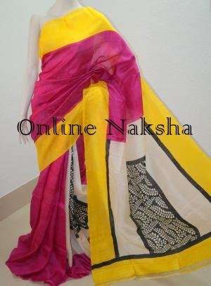 Block Printed Pure Silk Sari