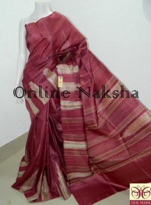 Maroon Tussaar Silk Saree Online