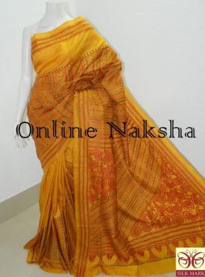Yellow Hand Embroidery Saree Online 4028