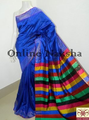 Royal Blue Handloom Pure Silk Sari