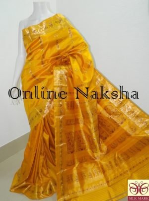 Yellow Bridal Swarnachari Silk Saree