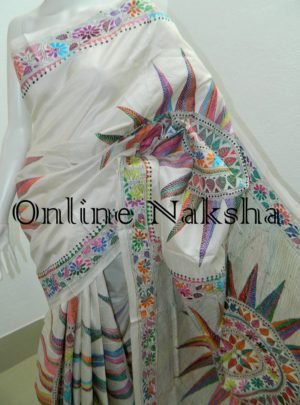 Contemporary Hand Embroidery Silk Saree