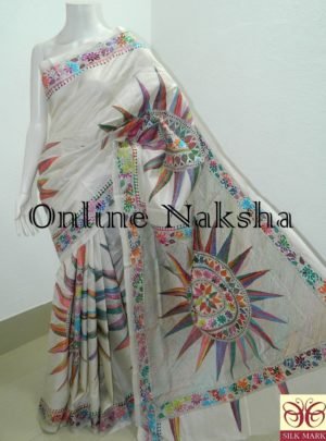 Contemporary Hand Embroidery Silk Saree