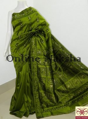 Green Bishnupuri Baluchari Silk Sharee Online