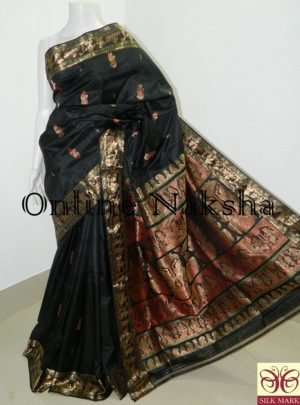 Black Bishnupuri Swarnachari Saree Online